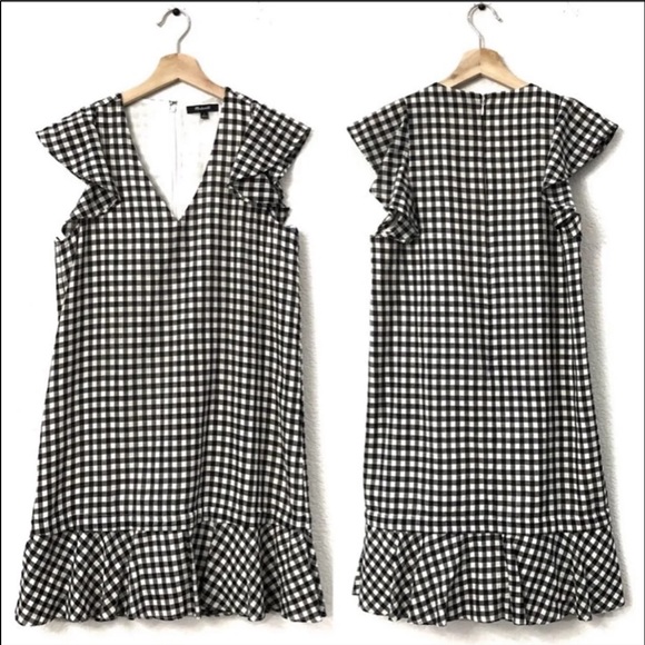 Madewell Gingham Flutter Sleeve Cotton Dress 0 - Picture 3 of 13